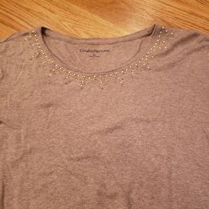 Soft Croft&Barrow long sleeve beaded neckline top